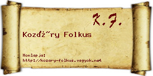 Kozáry Folkus névjegykártya